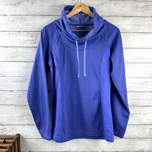 COLUMBIA Womens Medium purple stripe outdoor hiking casual cowl‎ neck sweatshirt - Picture 1 of 11